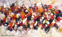Mashkoor Raza, 36 x 60 Inch, Oil on Canvas, Polo Painting, AC-MR-521